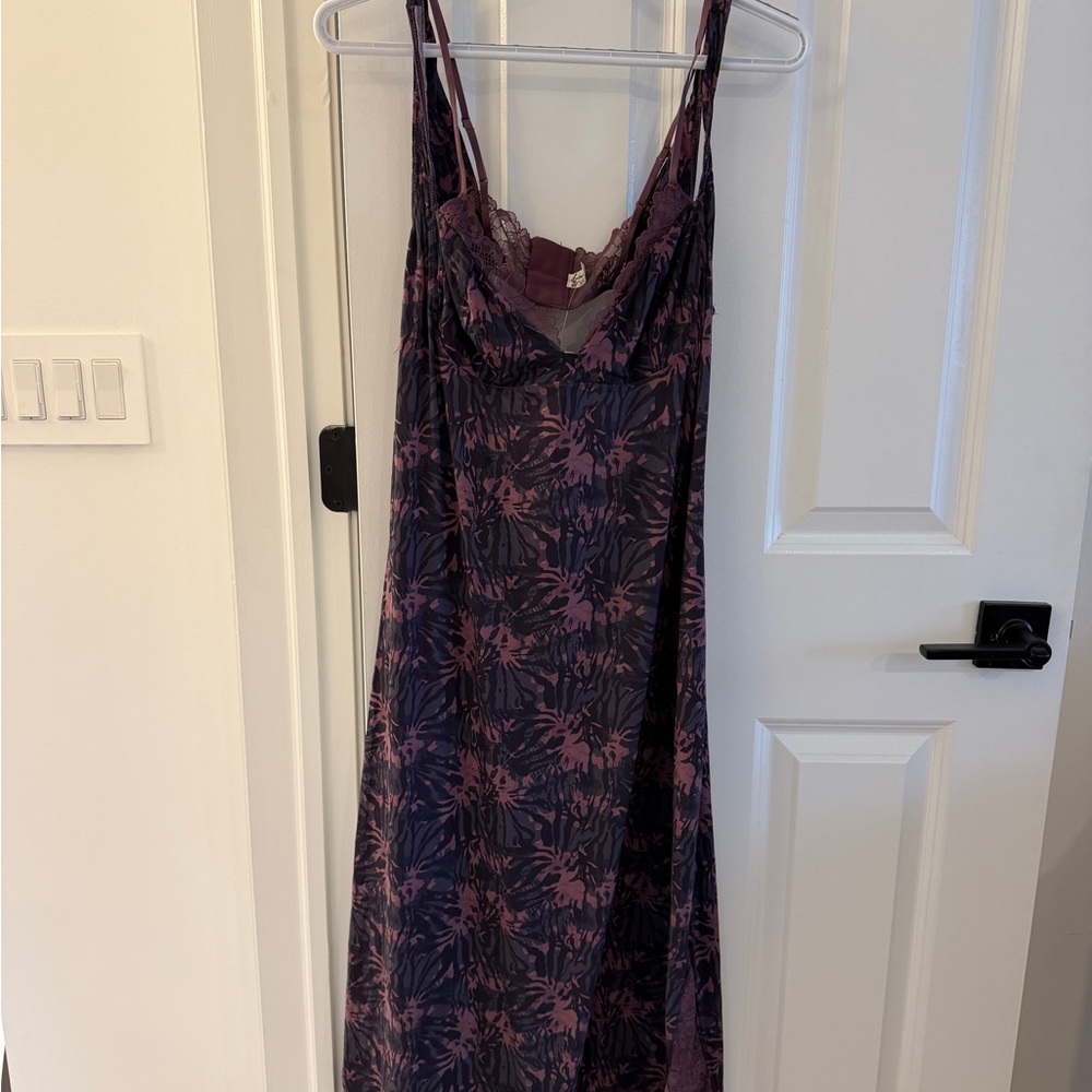 x Intimately FP Party Crasher Midi Slip Dress in Deep Charcoal Combo